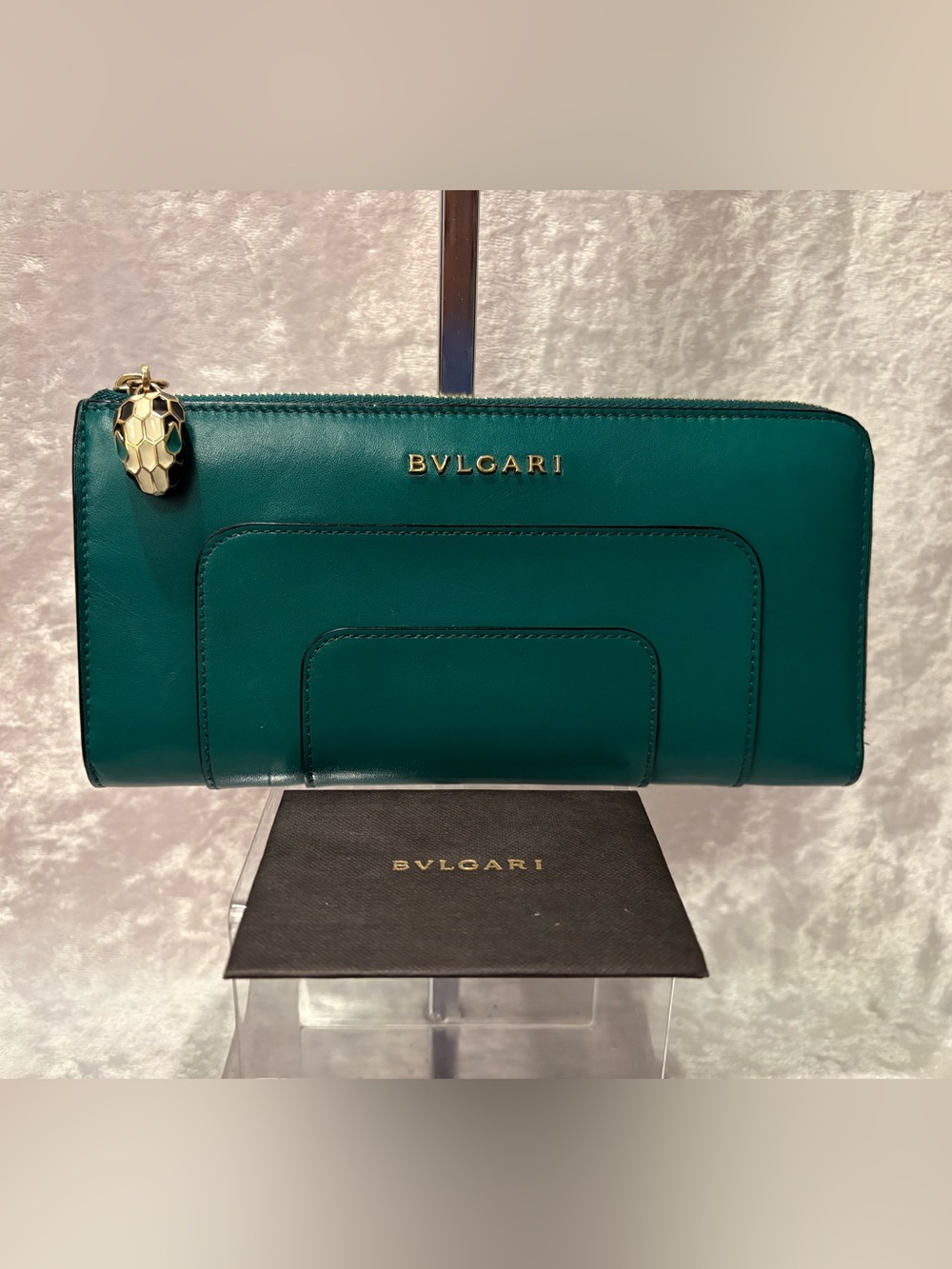 Bvlgari Serpenti Forever Zip Around Wallet Green Purple